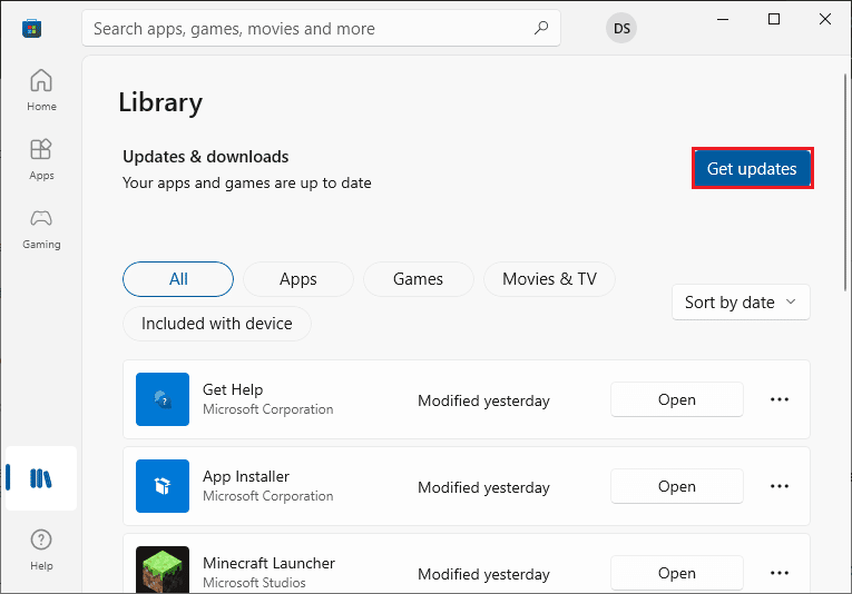 click on the Get updates button. Fix Page Could Not Be Loaded in Microsoft Store
