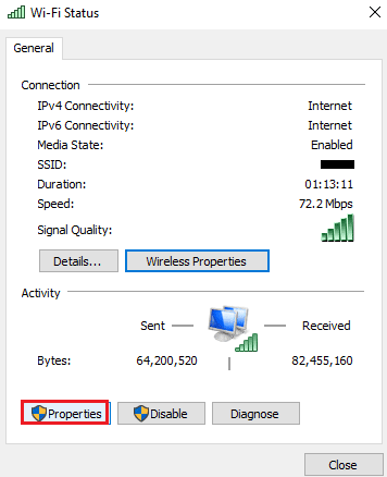 Click on Properties. Fix Computer Stuck on Lets Connect You to a Network