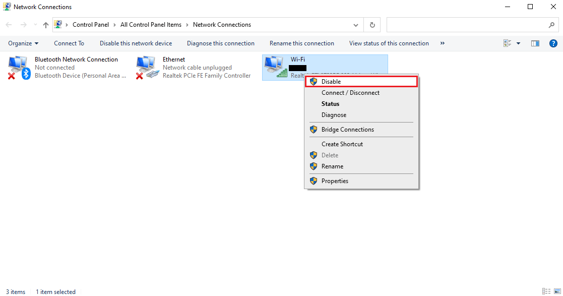 Click on Disable. Fix Computer Stuck on Lets Connect You to a Network