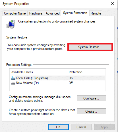 Perform System Restore on your PC