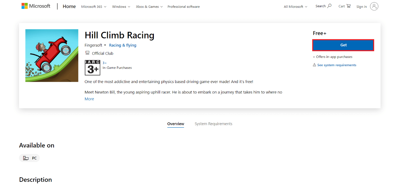 หน้าดาวน์โหลด Hill Climb Racing 50 เกมฟรีที่ดีที่สุดสำหรับ Windows 10 ให้ดาวน์โหลด