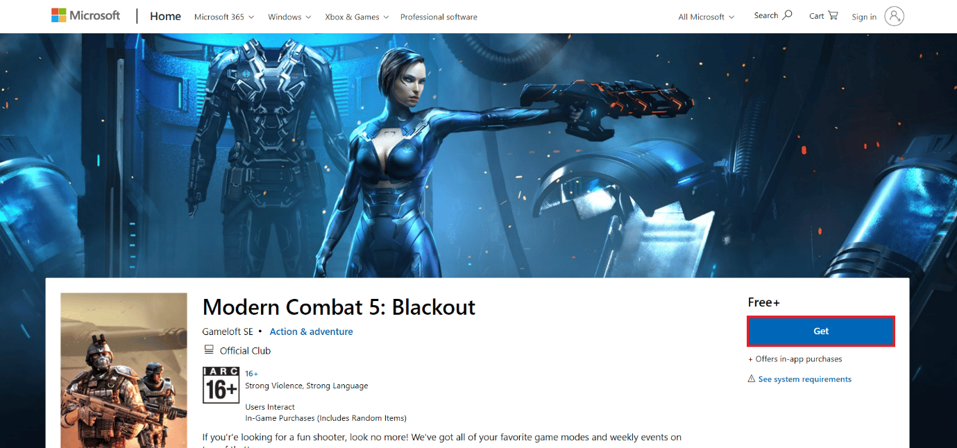 page de téléchargement de Modern Combat 5. 50 meilleurs jeux gratuits à télécharger pour Windows 10