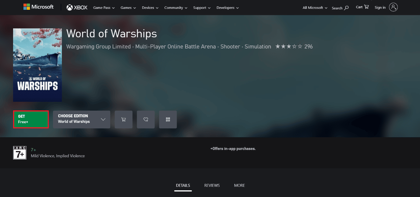 World of Warships のダウンロード ページ