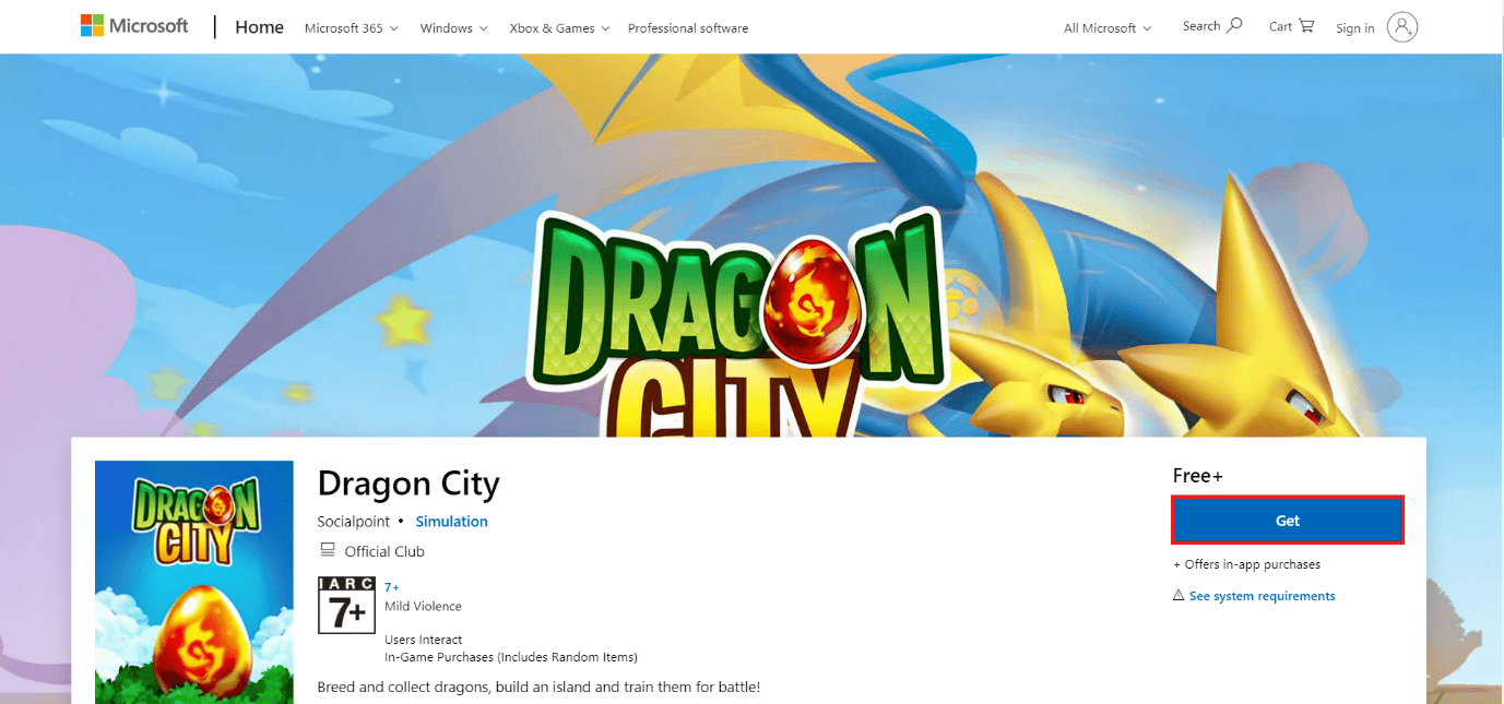ドラゴンシティのダウンロードページ