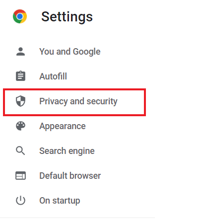 Haga clic en Privacidad y seguridad