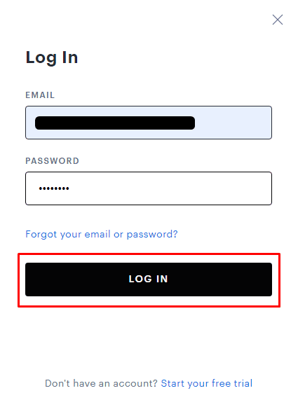 Click on LOG IN
