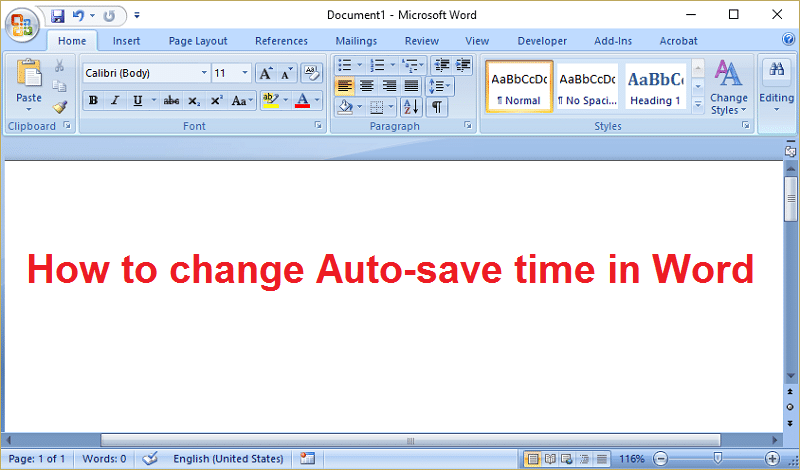 How to change Auto-save time in Word