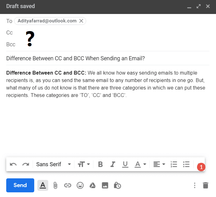 Яка різниця між CC і BCC в електронному листі?
