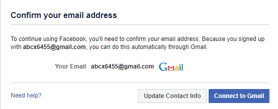 You will be asked to confirm your email address.
