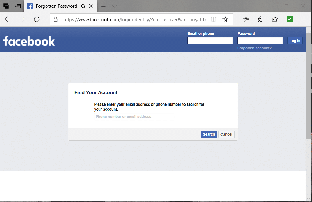 로그인할 수 없을 때 Facebook 계정을 복구하세요