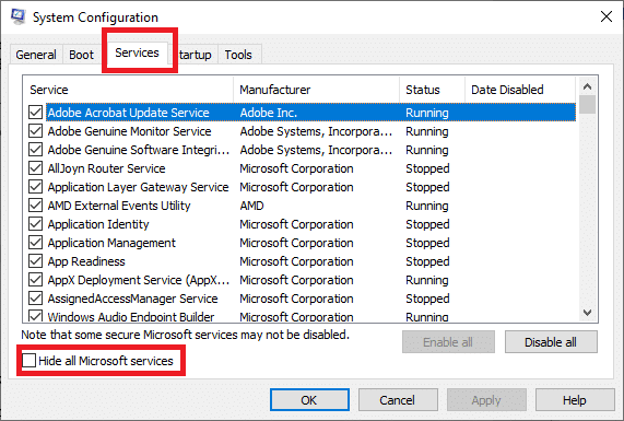 Check Hide all Microsoft services box | Uplay Fails to Launch
