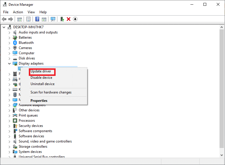 select Update driver | Fixed: Uplay Fails to Launch