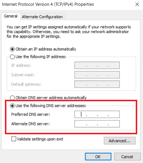 Click on Use the following DNS server addresses to enable. Fix Twitch Not Working on Chrome