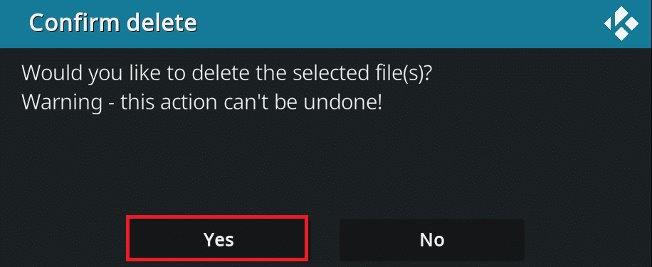 Click Yes to confirm