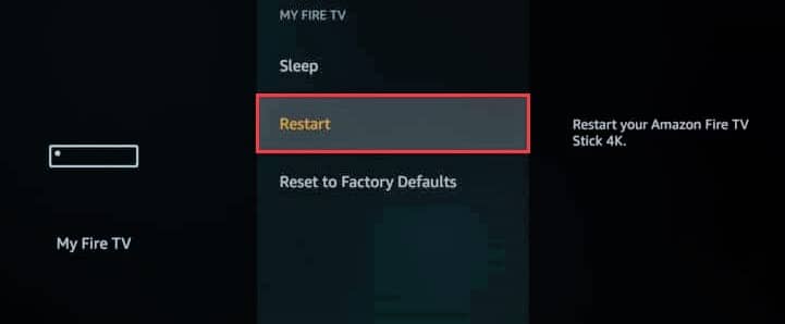 select restart option in amazon firestick