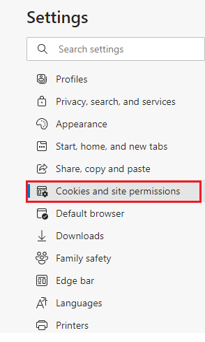 cookies and site permissions
