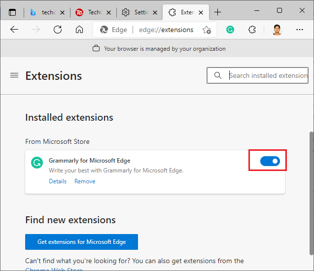 Now, toggle off the extension. Fix STATUS ACCESS VIOLATION in Chrome