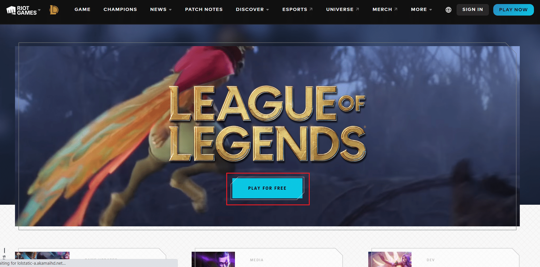 click on play for free option in league of legends download page. Fix League of Legends Sound Issues
