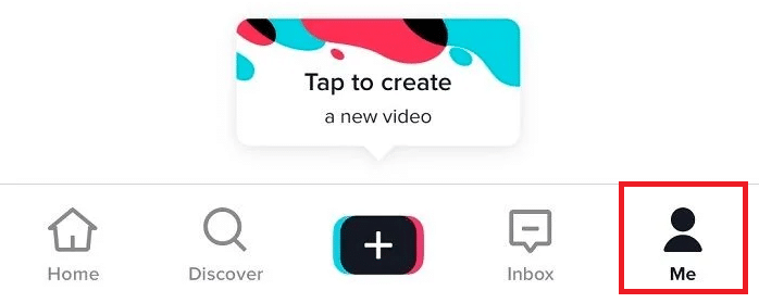 Tap on Me to open Profile section | How to Appeal for a Ban on TikTok