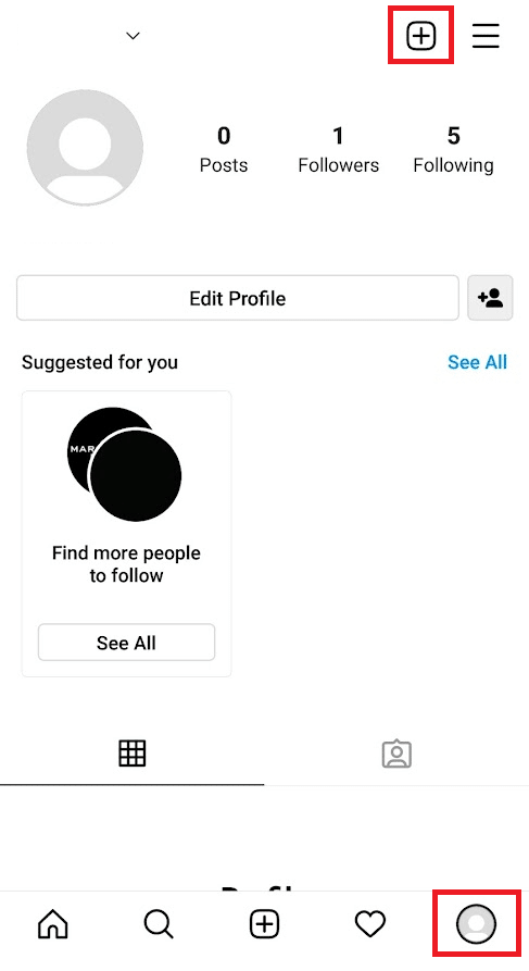 Open the Instagram app and switch to the Profile section. Tap the + icon from the top right corner