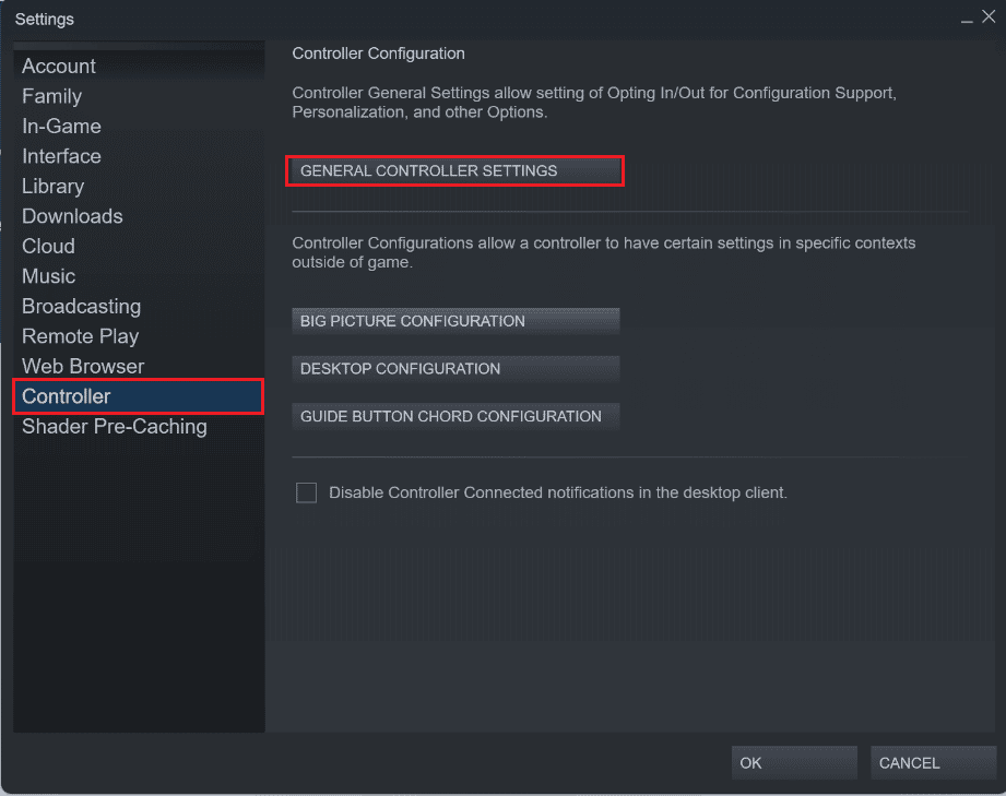 click on GENERAL CONTROLLER SETTINGS from Controller section. Fix PS4 Controller Won’t Connect to Console
