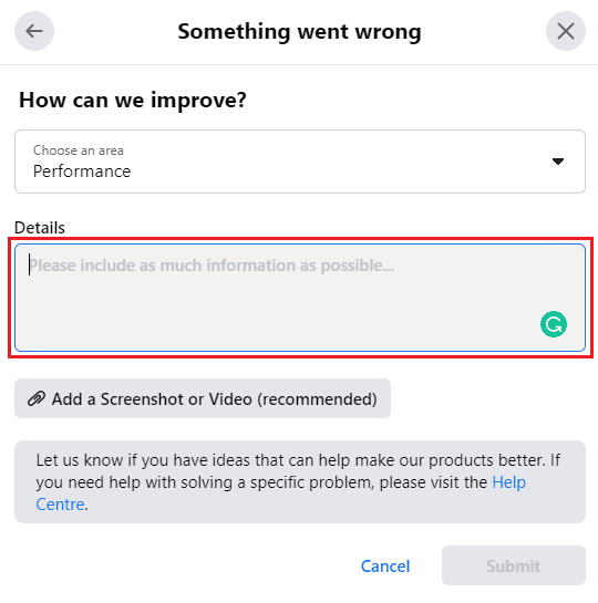 type the details. Fix Unable to save changes on FB Issue