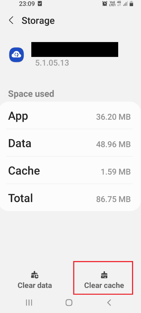 Tap on the Clear cache option 