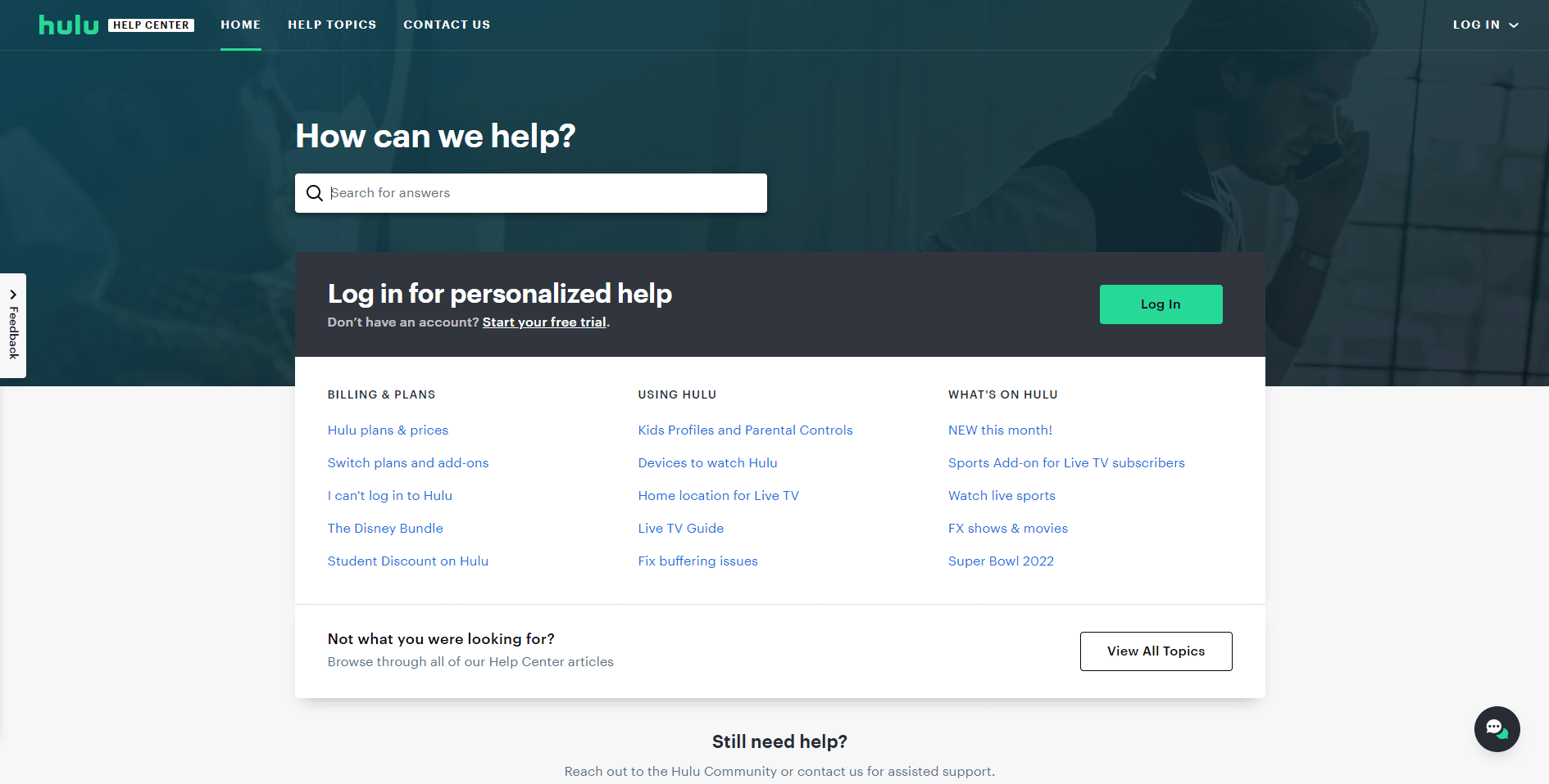 Hulu support page