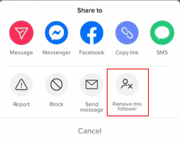 Tap on Remove this follower | block one person from seeing your TikTok