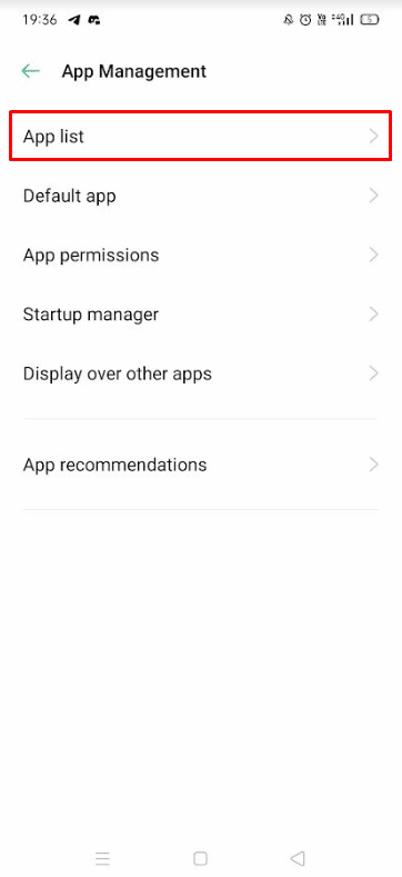 Go to App Management, followed by App list