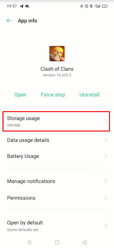 Tap on Storage usage