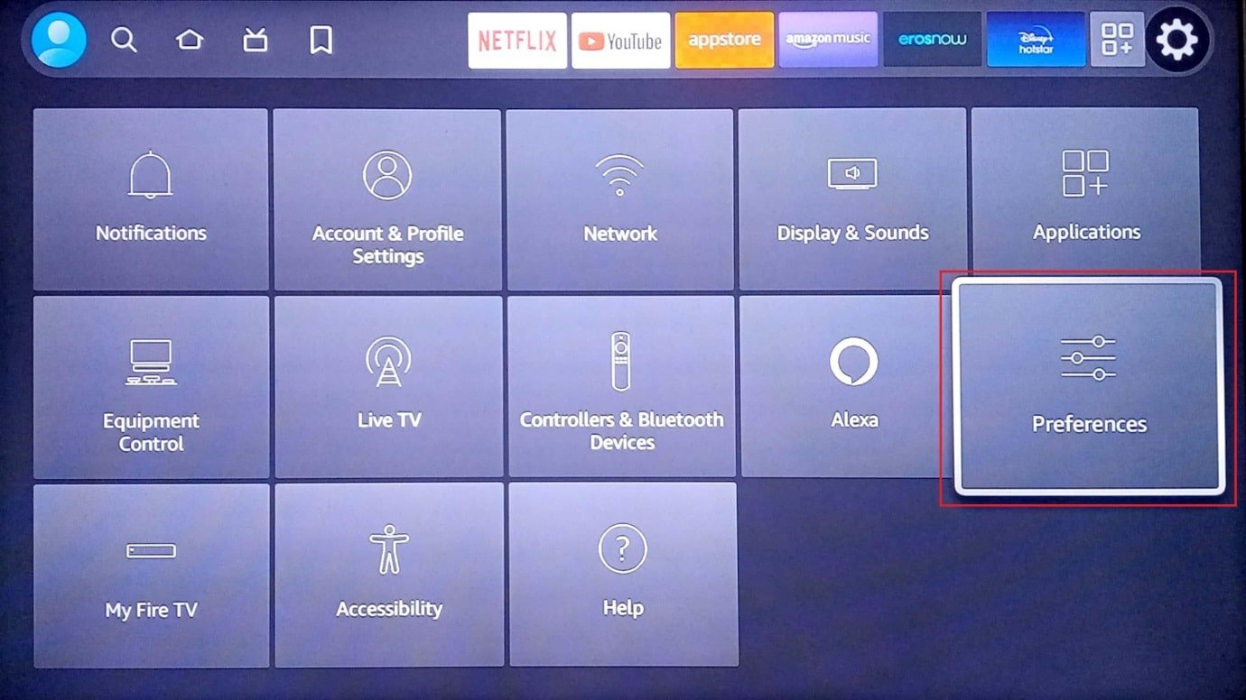 press on preferences. Fix Amazon Fire Stick Slow Issue