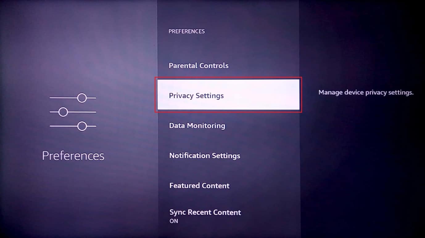 press on privacy settings. how to improve Firestick performance
