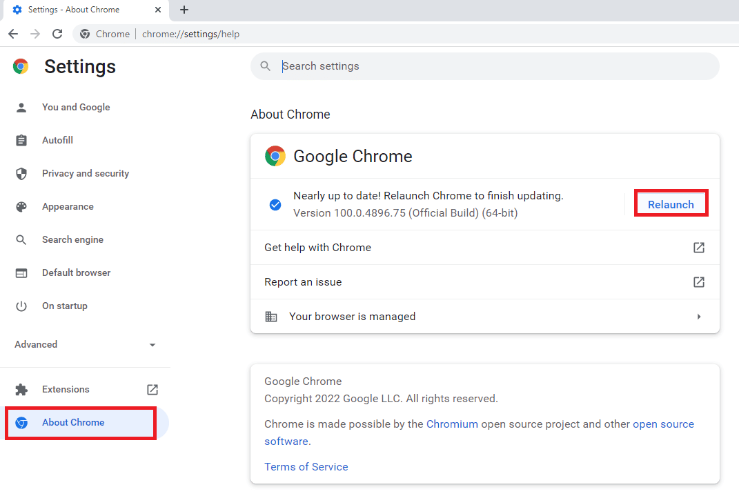 Update Google Chrome. Fix Sling TV Error 8-12 in Windows 10