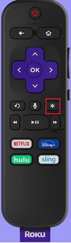 roku remote star button to open options