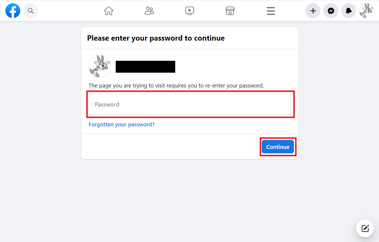 Enter your password and click on Continue | Can you delete facebook and keep messenger