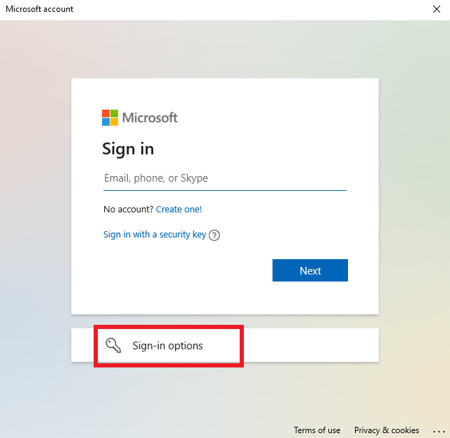 Click on sign-in options | 