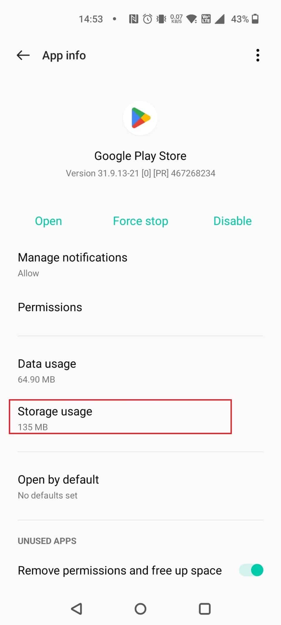 Tap on Storage usage | can parental controls see incognito mode