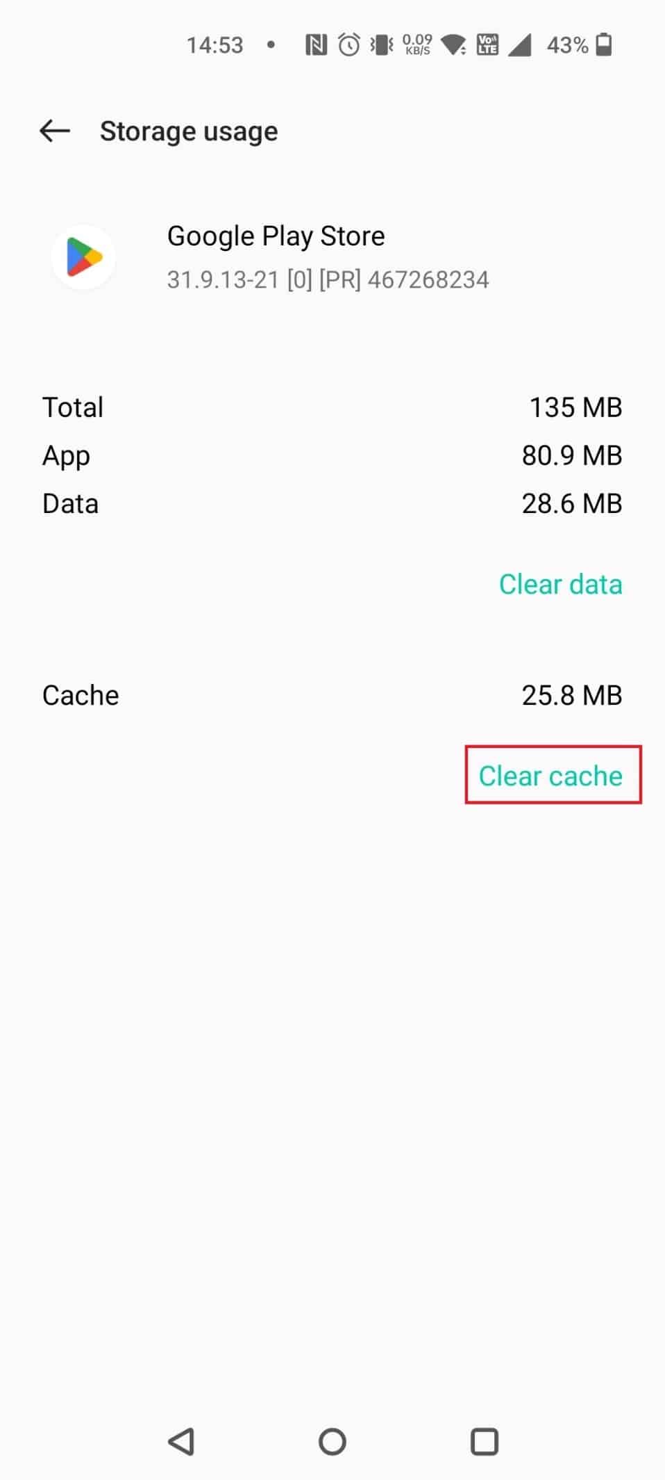 Tap on Clear cache |