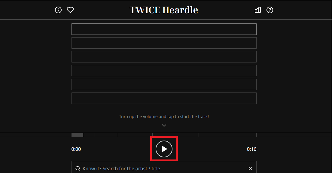 Click on the play button. How to Play Twice Heardle