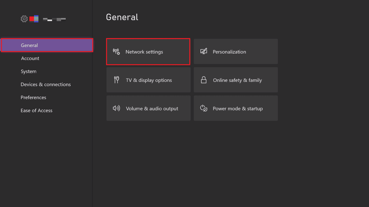 select the Network settings option. Fix Call of Duty Vanguard Dev Error 6032 on Xbox