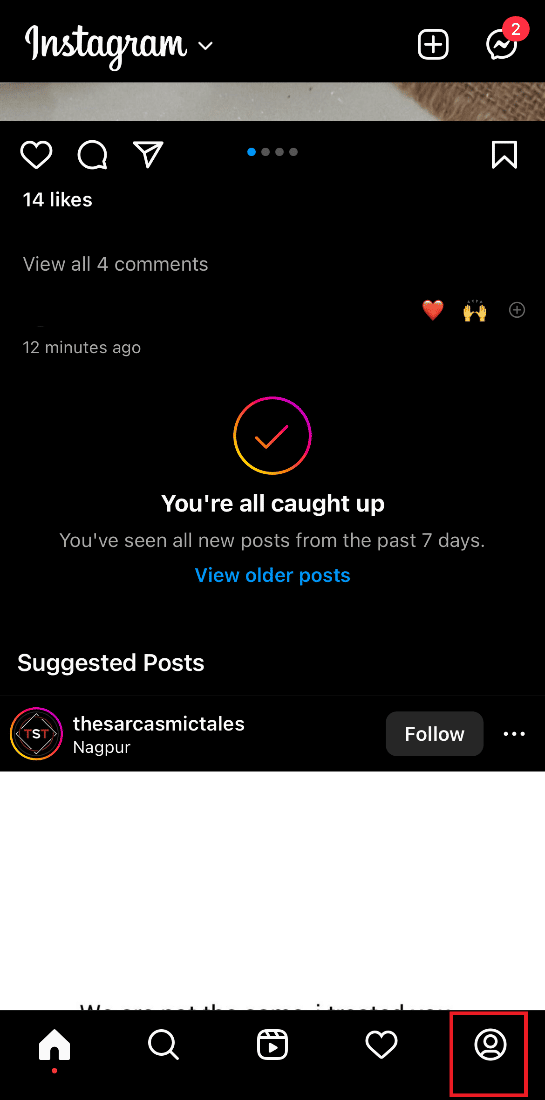  Tap on the profile icon