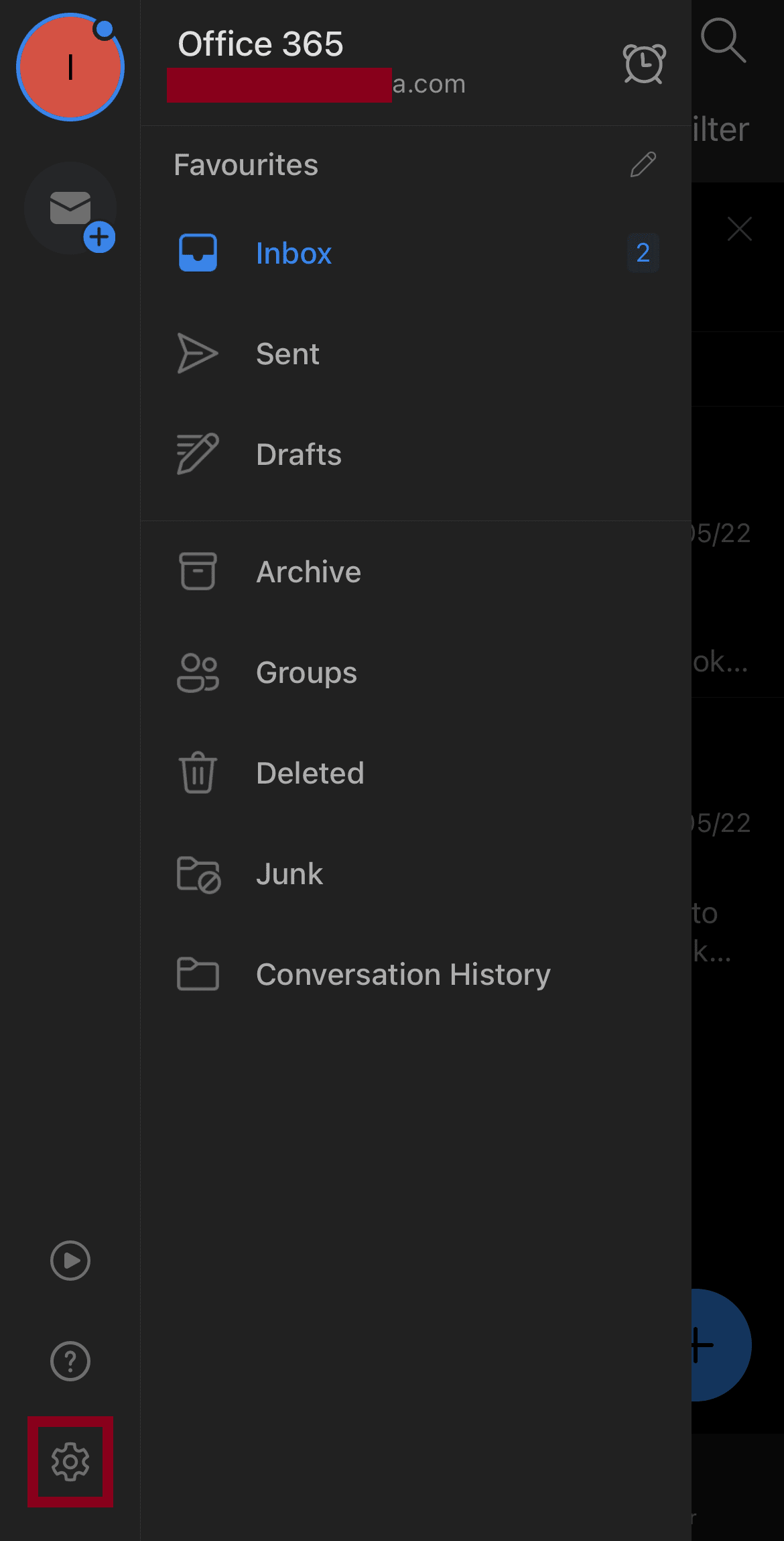 Tap on the Settings gear icon | How to Delete Outlook Account