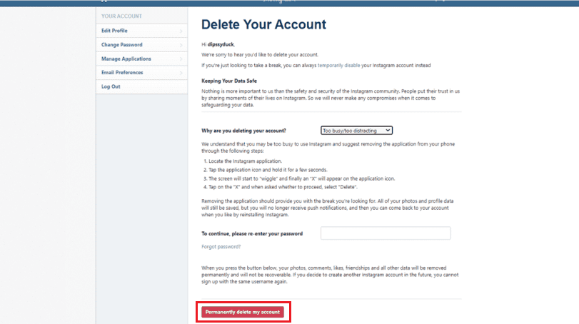 How to Permanently Delete Instagram Account