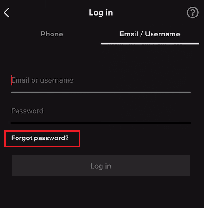 Tryck på Glömt lösenord