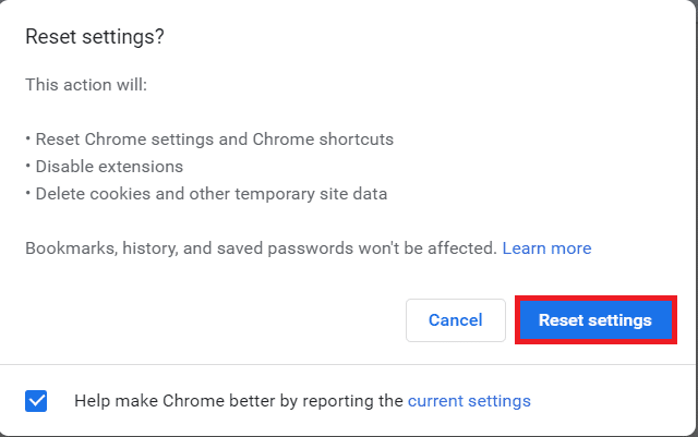 confirm the prompt by selecting the Reset settings button. Fix YouTube TV Buffering Issue on Browser 
