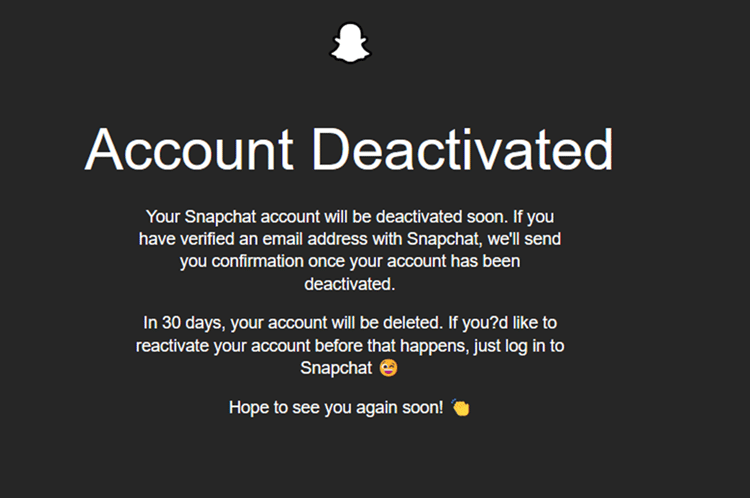snapchat account deactivated 