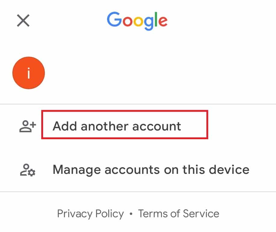 Select Add another account | YouTube error 400 on Android