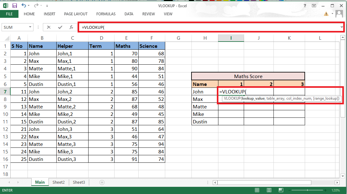 Enter the VLOOKUP formula where you want the scores. 