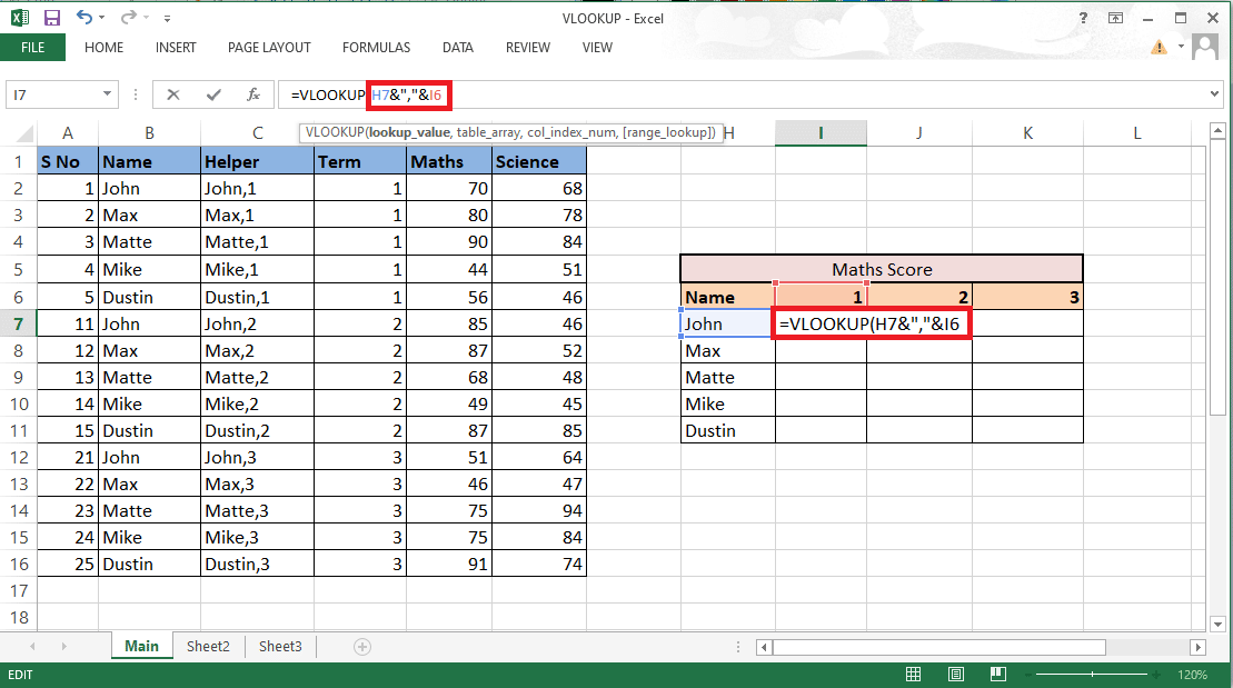 The lookup_value will include the cell H7 and I6 as a refrence. | How to Use VLOOKUP with Multiple Criteria
